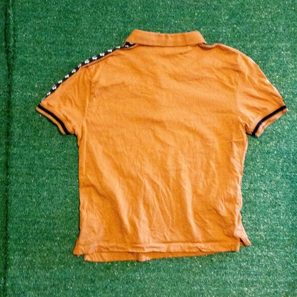 VINTAGE TRUE RELIGION MENS POLO LIGHT BROWN SHORT SLEEVE CASUAL STREETWEAR SZ M - Picture 4 of 5